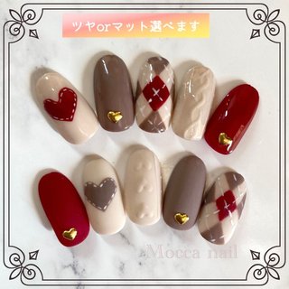 冬/クリスマス/ハンド/ツイード/雪の結晶 - RIE TAKADAのネイル