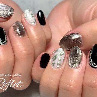 313】オーダー❉ブラック&ブルーマグネット オーロラホロ きらきら大人