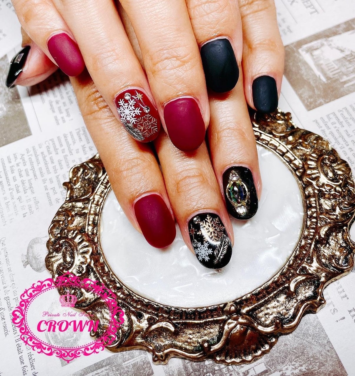 秋 冬 クリスマス ハンド マット Crown Nail Kikugawaのネイルデザイン No ネイルブック