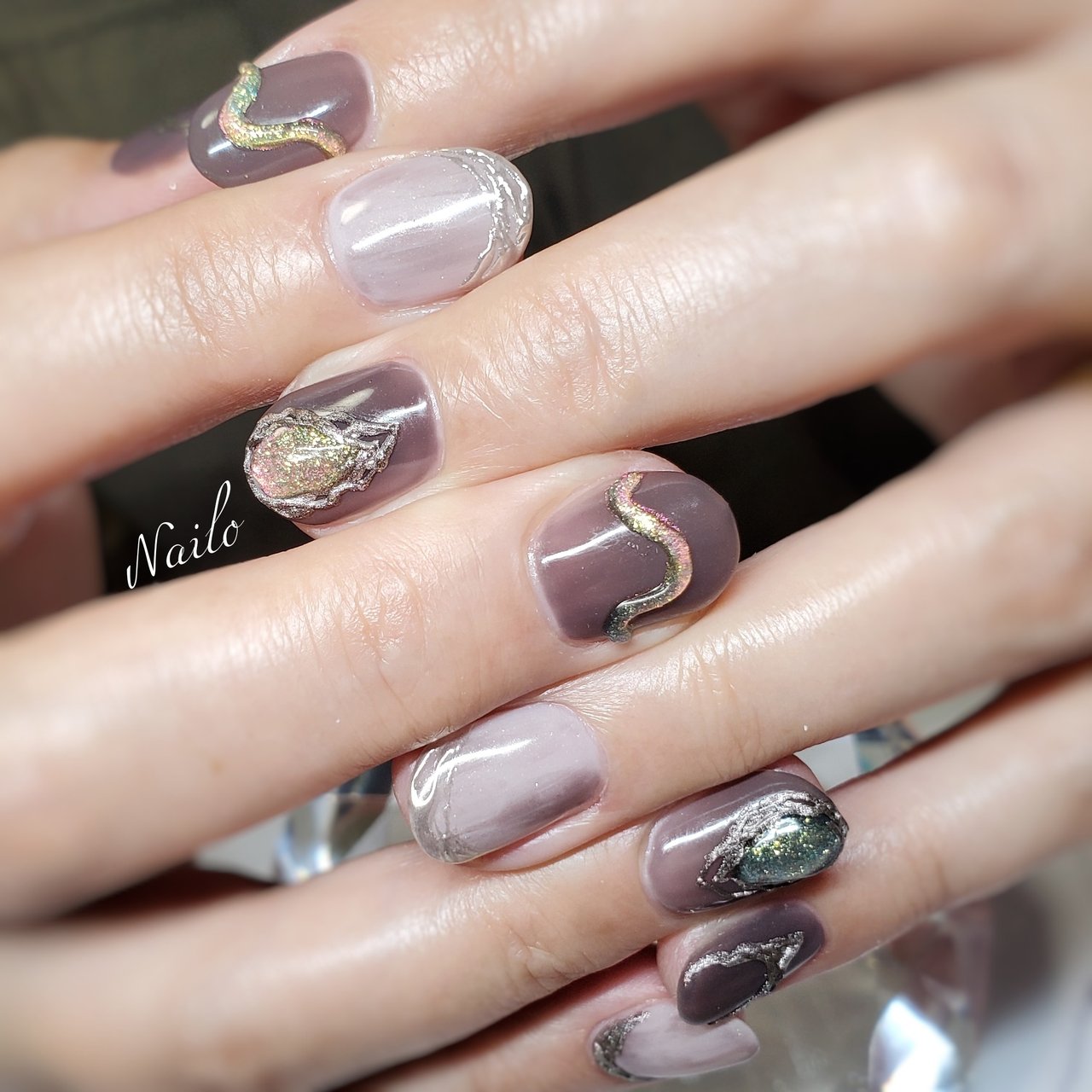 秋/冬/女子会/ニュアンス/マグネット - nailsalon_nailoのネイル 