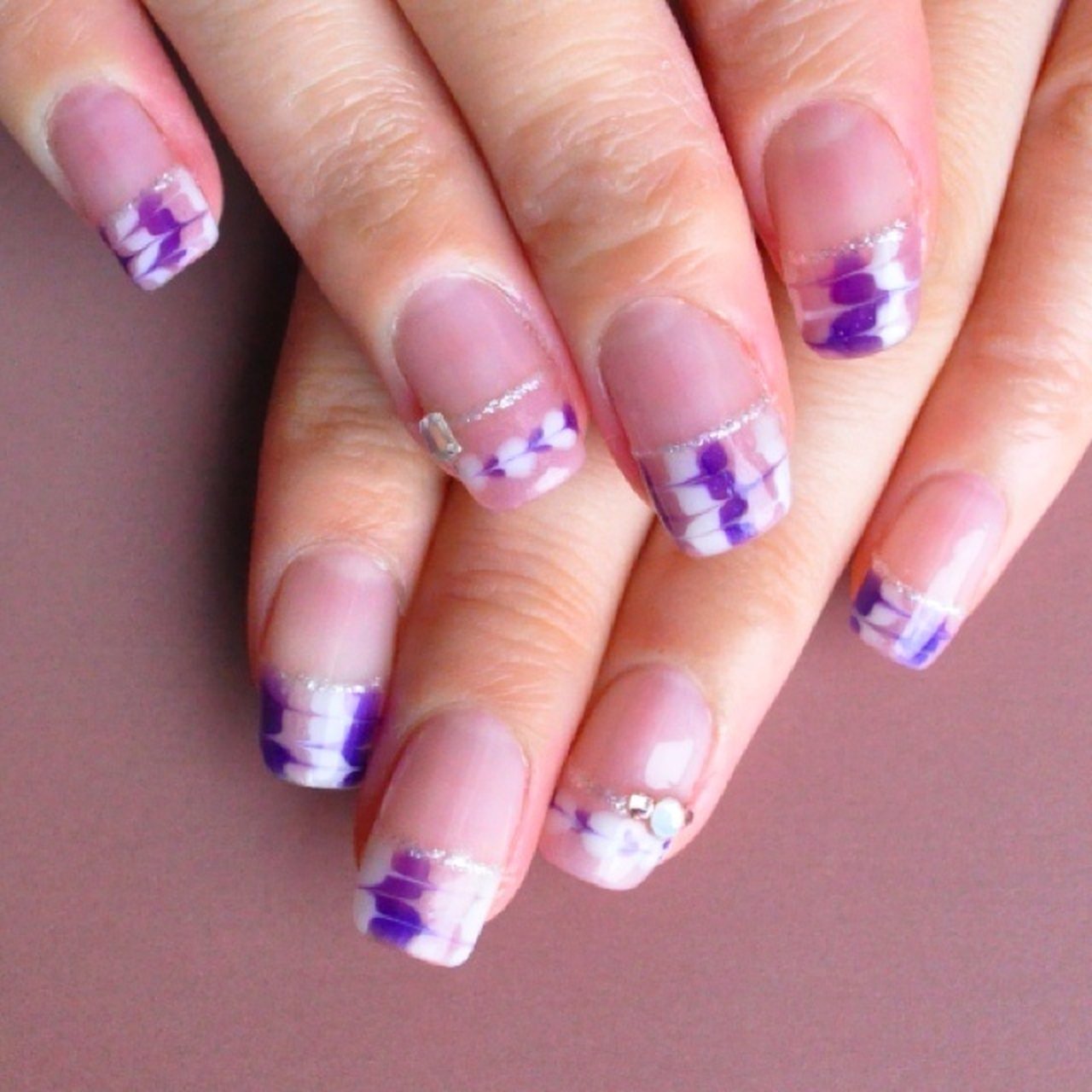 秋 ハンド フレンチ パープル ジェルネイル Ojas Nailのネイルデザイン No ネイルブック