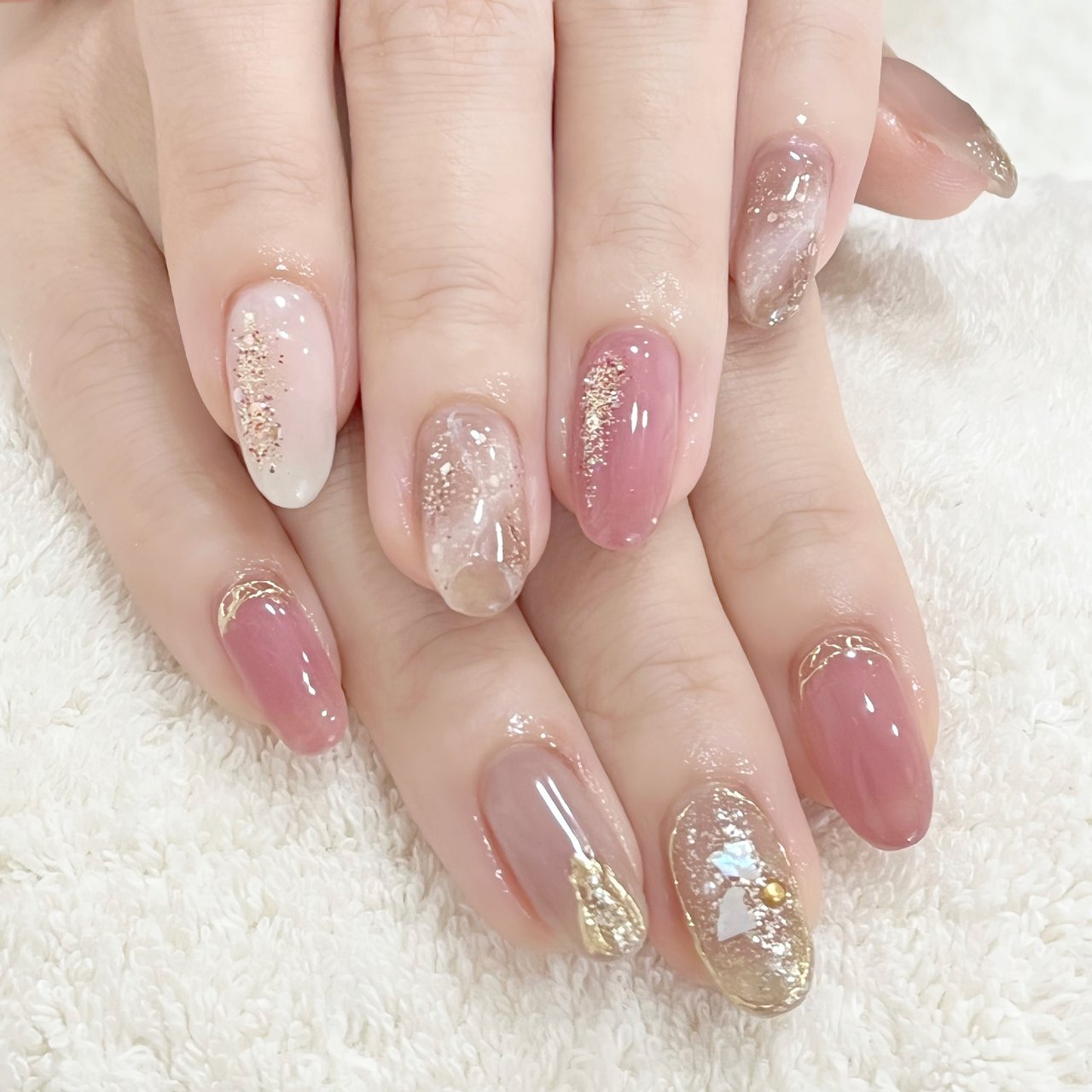 ハンド/大理石/ミラー/ホワイト/ベージュ - nailsalon mielの