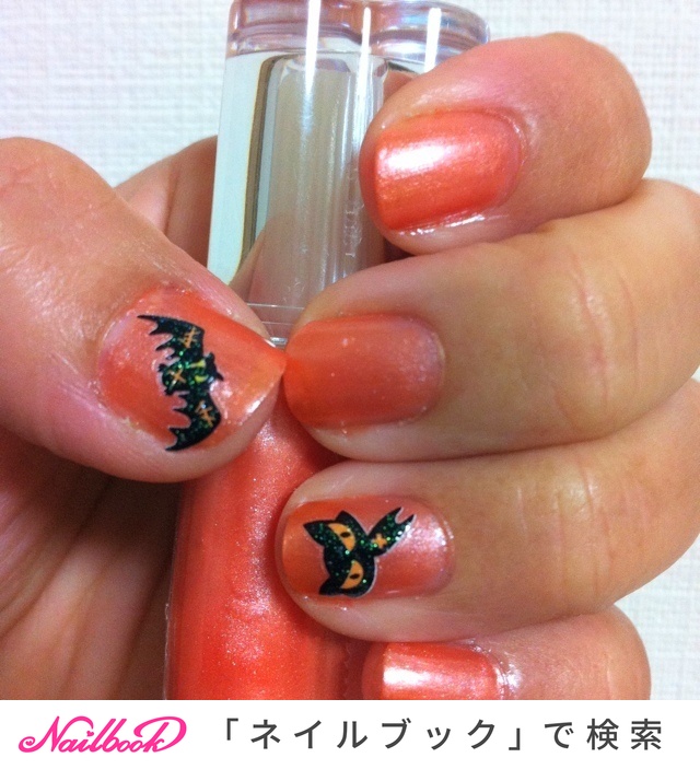 ハロウィン ハンド キャラクター オレンジ マニキュア Megumi Kobayashiのネイルデザイン No ネイルブック