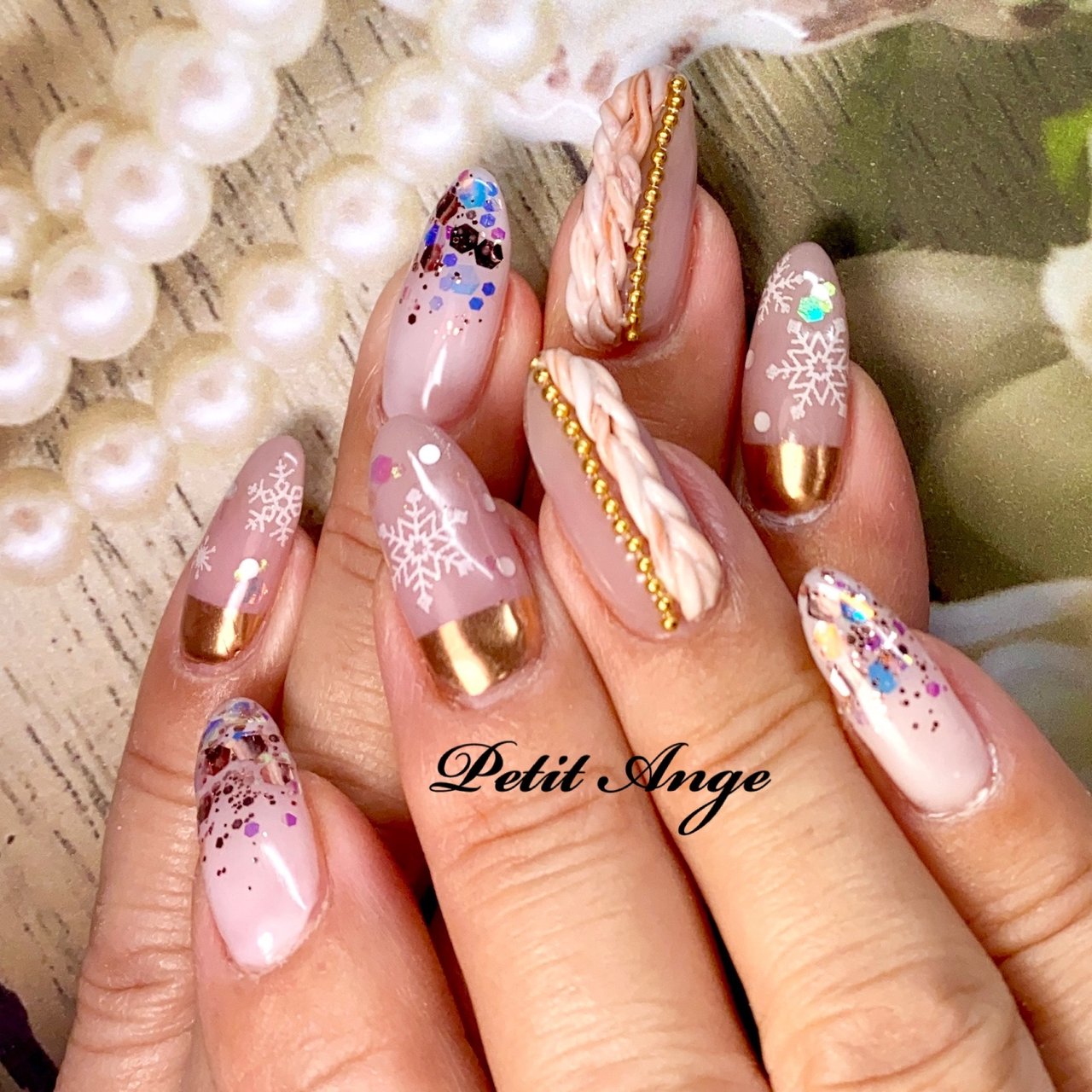 冬/クリスマス/ハンド/3D/ニット - Petit Angeのネイルデザイン[No