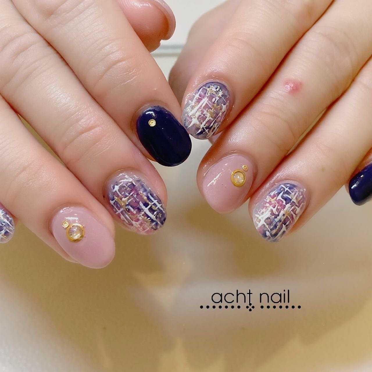 ピンク ネイビー Acht Nail アハトネイル のネイルデザイン No ネイルブック