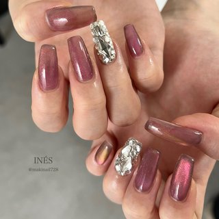 くすみピンクシェル埋めつくしニュアンスネイル 韓国 クリスマス 成人