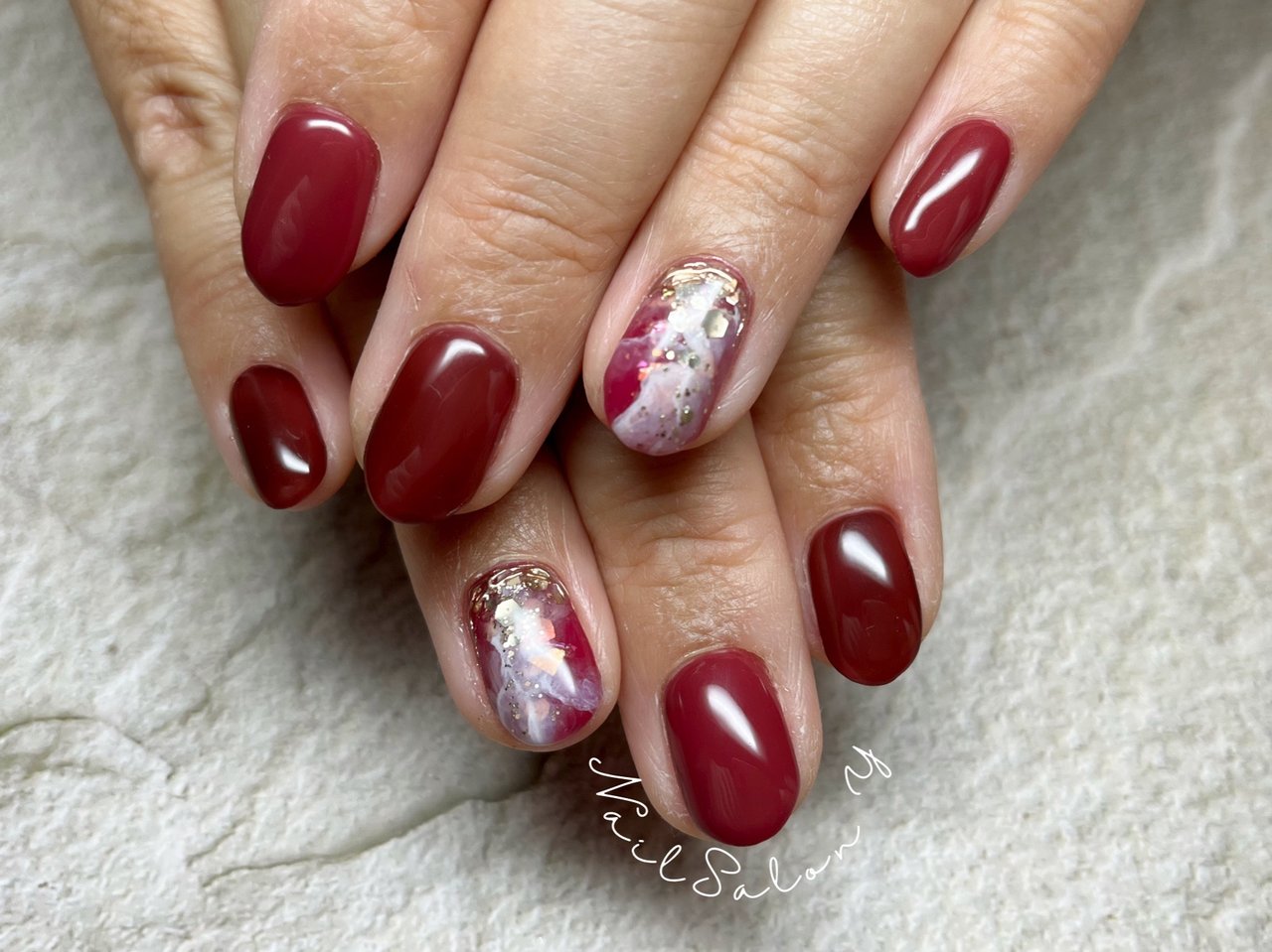 冬 クリスマス ハンド ワンカラー ニュアンス Nailsalon Yのネイルデザイン No ネイルブック