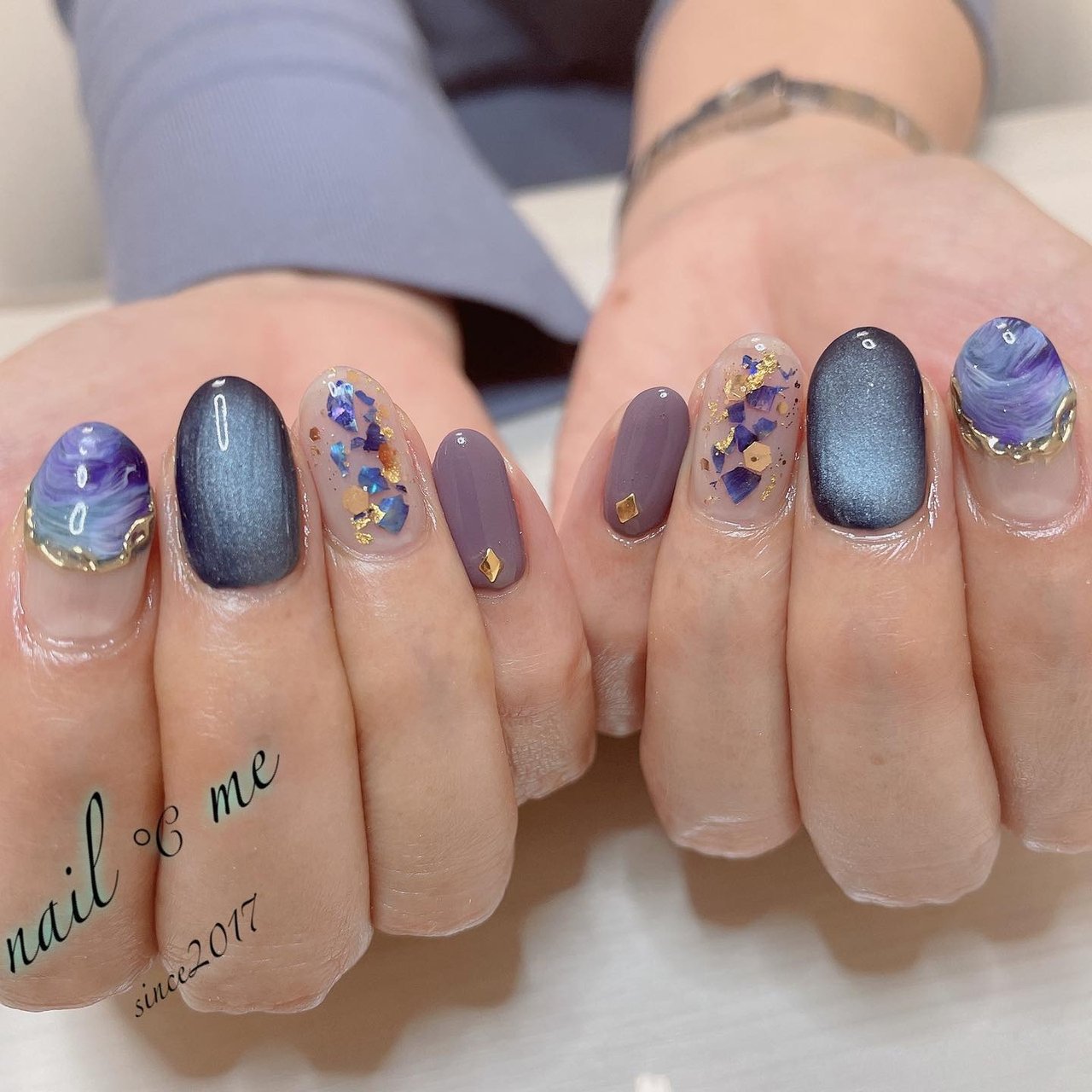 秋/ニュアンス/マグネット/天然石 - Nail ℃ me【ネイルドミー 】の  