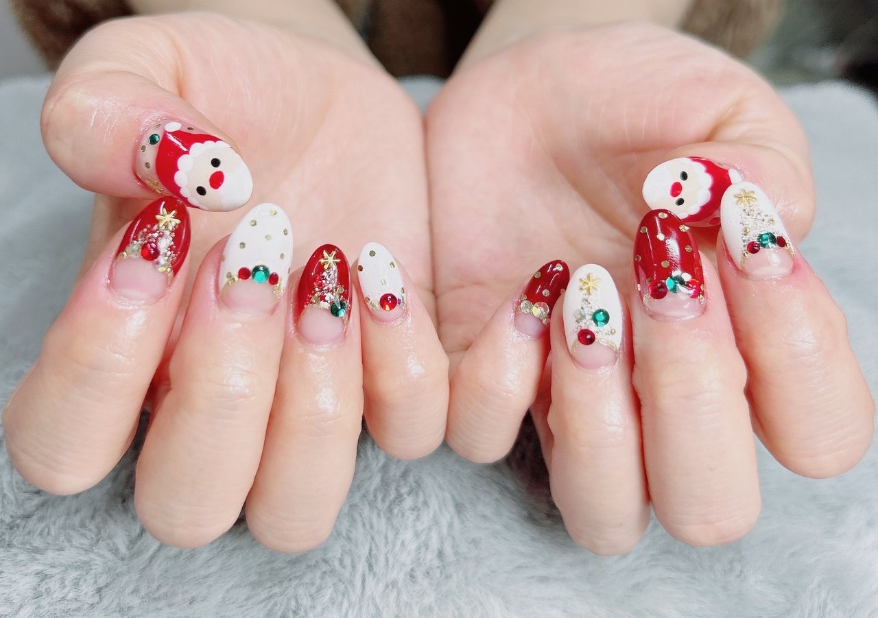 冬/クリスマス/ハンド/星/ドット - 大曲Hikari Nail⭐︎ﾋｶﾘﾈｲﾙのネイル 