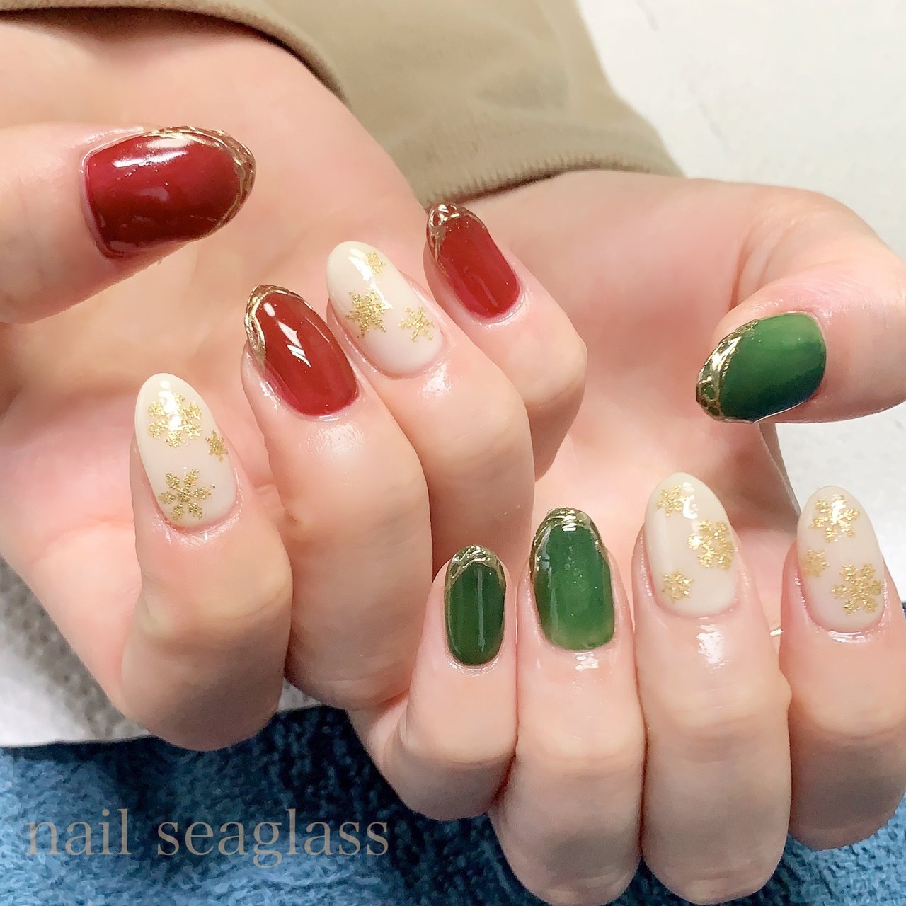 冬 オールシーズン お正月 クリスマス ハンド Nail Seaglass のネイルデザイン No ネイルブック