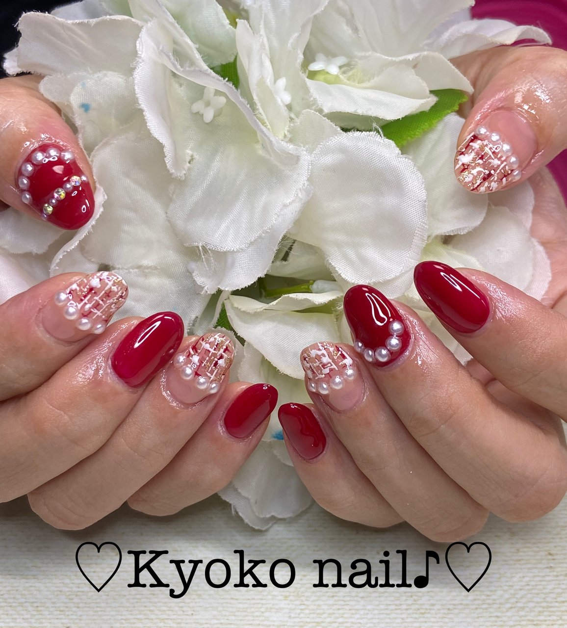 オールシーズン ハンド ワンカラー パール ツイード Kyoko Nailのネイルデザイン No ネイルブック