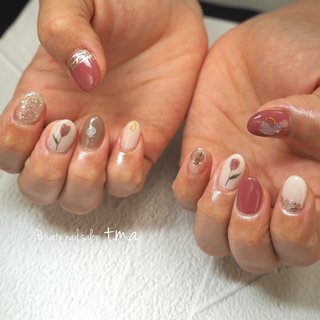 2024年】新着順｜秋/シェル/チューリップのネイルデザイン｜ネイルブック 