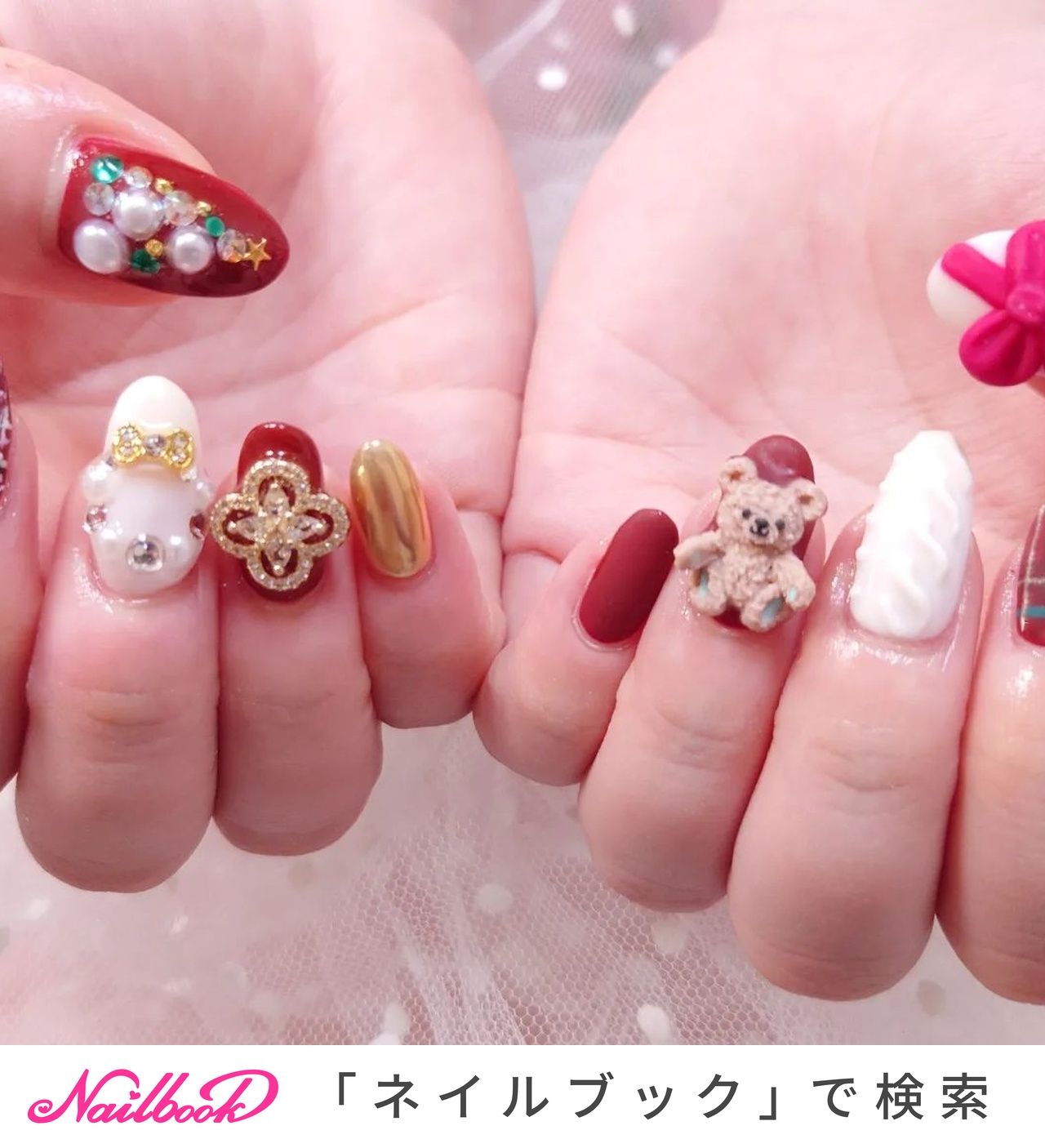 冬/クリスマス/ハンド/チェック/3D - いろはねいる asakiのネイル  