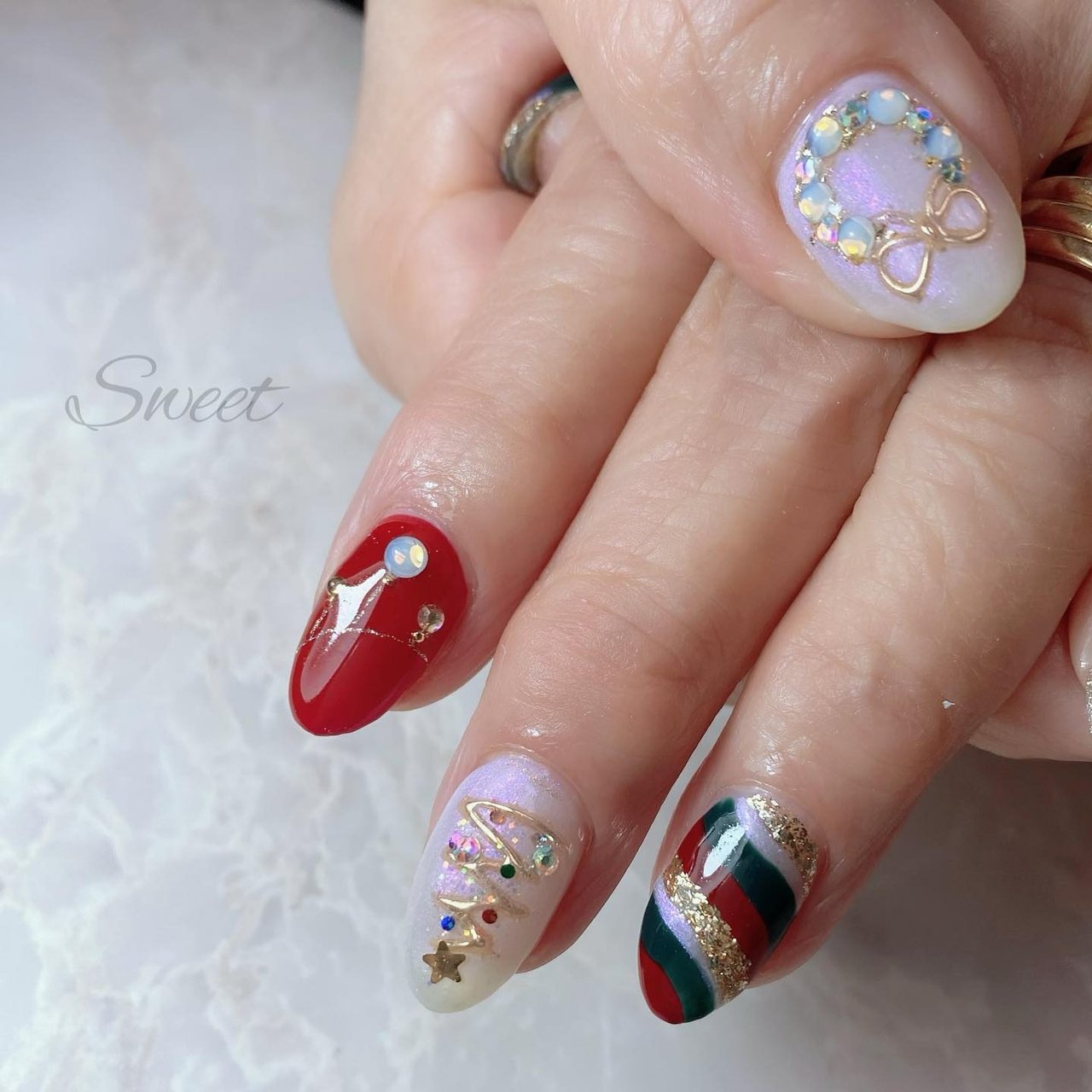 クリスマス オフィス シンプル ニュアンス Nailsalon Sweet Yokoのネイルデザイン No ネイルブック