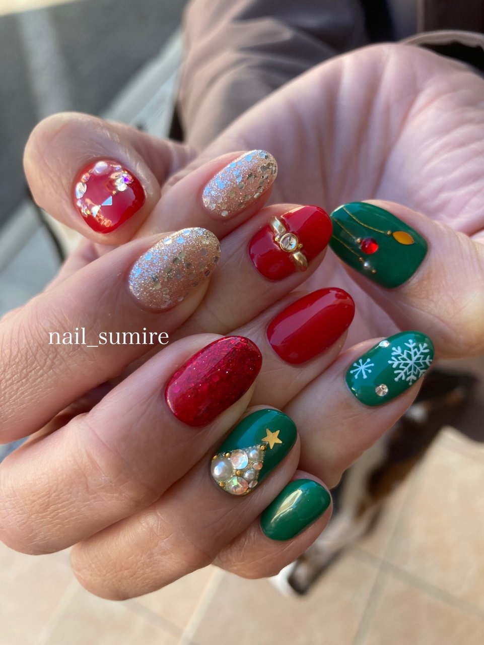 冬/クリスマス/パーティー/女子会/ハンド - suuのネイルデザイン[No  