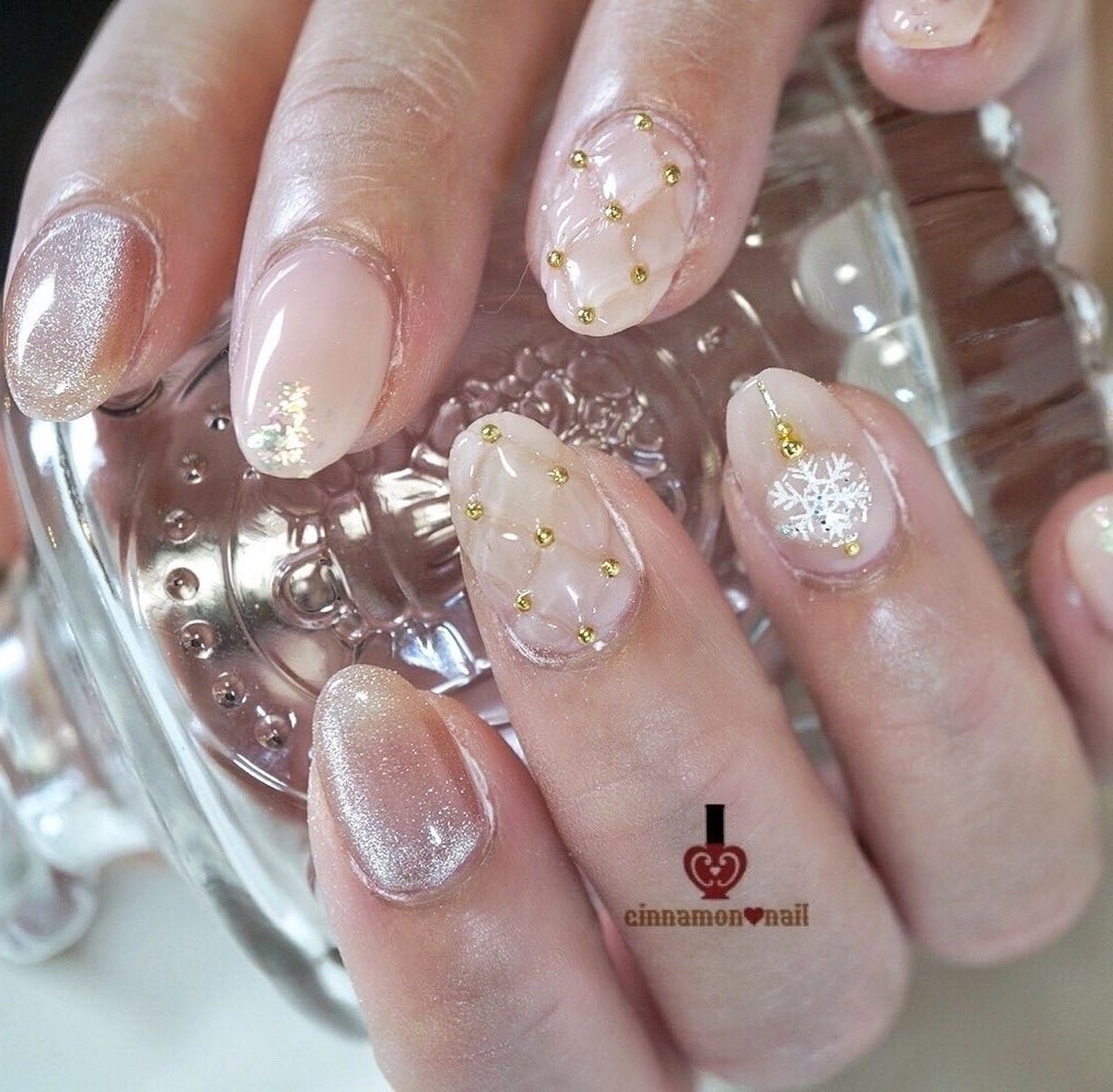 冬/クリスマス/ハンド/雪の結晶/キルティング - cinnamon_nail♡maiko
