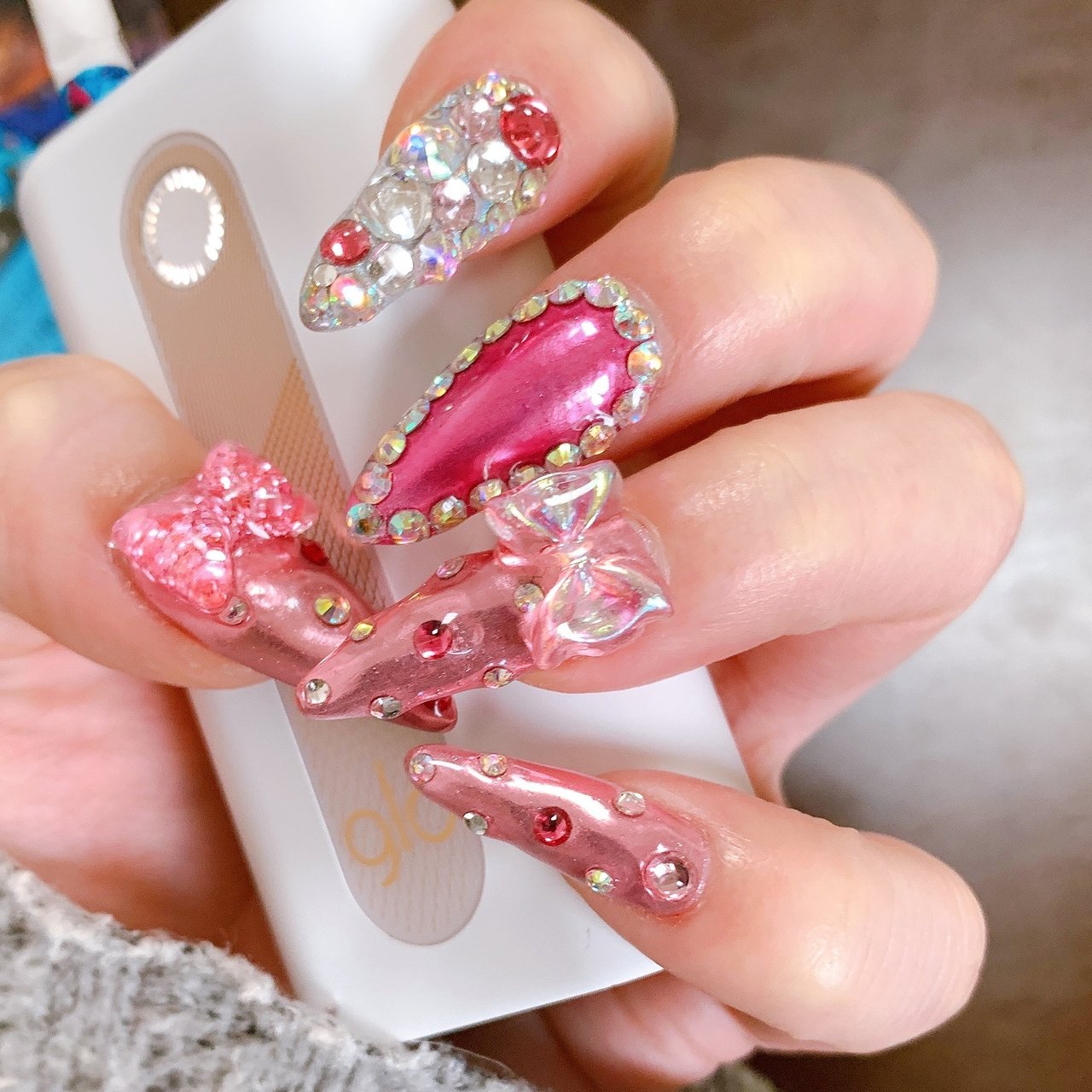 ハンド/ロング/ポイント/ピンク/スカルプチュア - あるちゆうのネイル