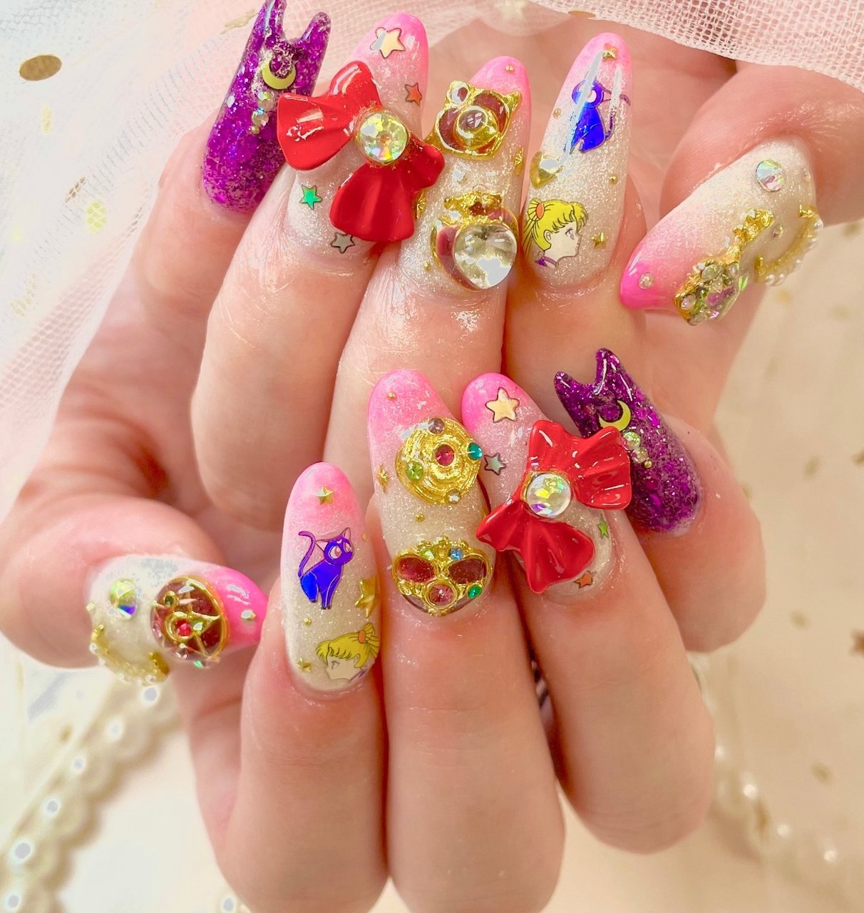 ハンド/ロング/スカルプチュア - あるちゆうのネイルデザイン[No