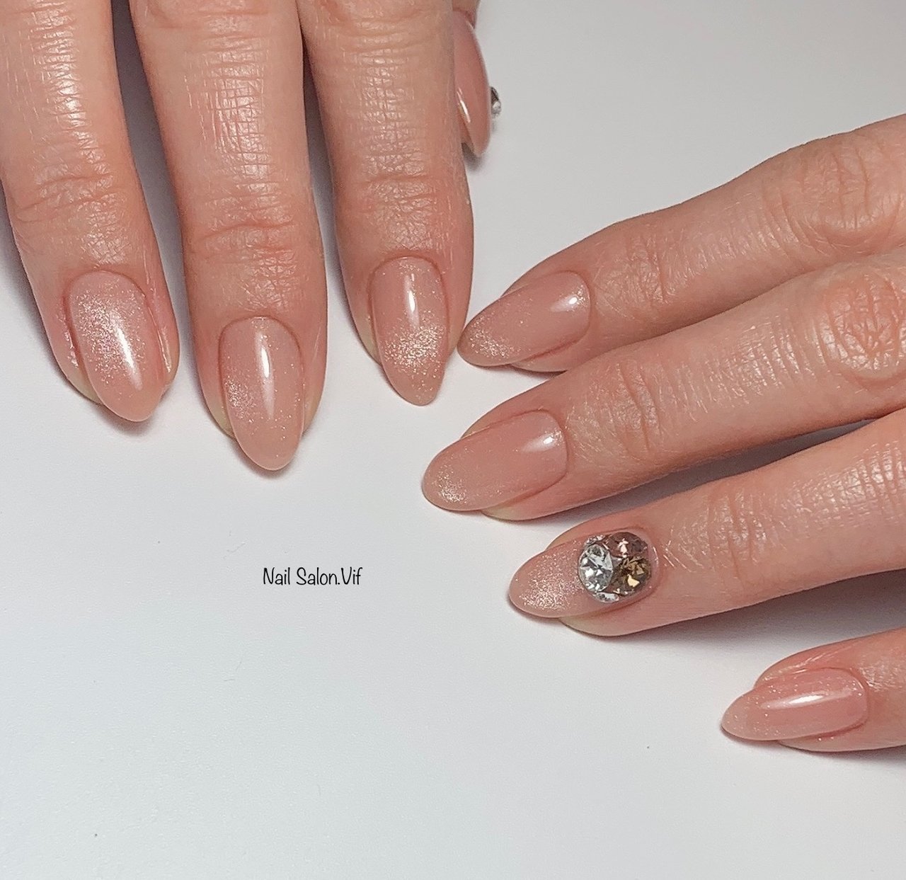 オールシーズン/ハンド/シンプル/ビジュー/ワンカラー - NailSalon.Vif