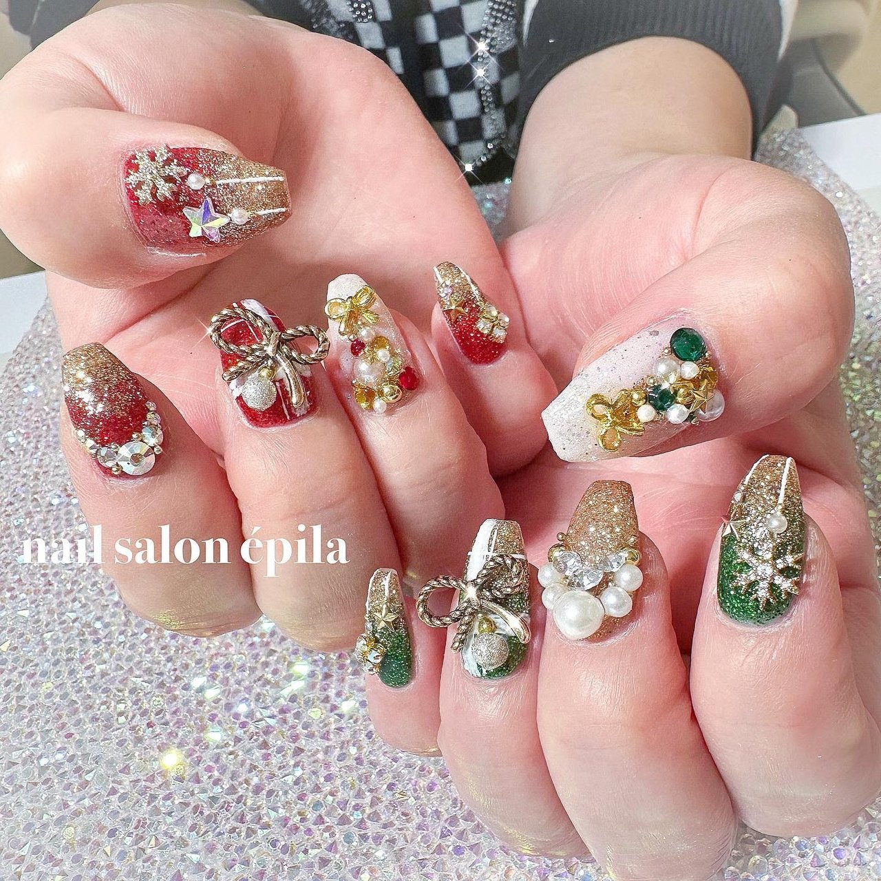 クリスマス/フット/ビジュー/キラキラ/ワンホン - 大阪南森町