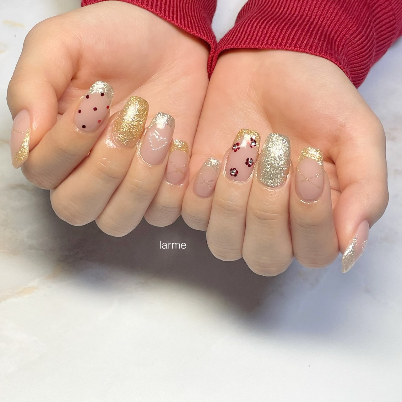 ハンド レッド ゴールド シルバー Nailroomlarmeのネイルデザイン No ネイルブック