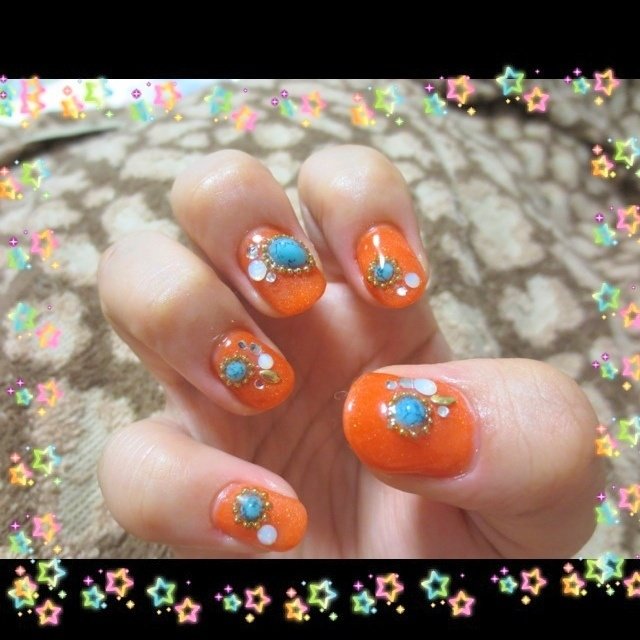 夏 ハンド エスニック オレンジ ジェル Erikomocchanのネイルデザイン No ネイルブック