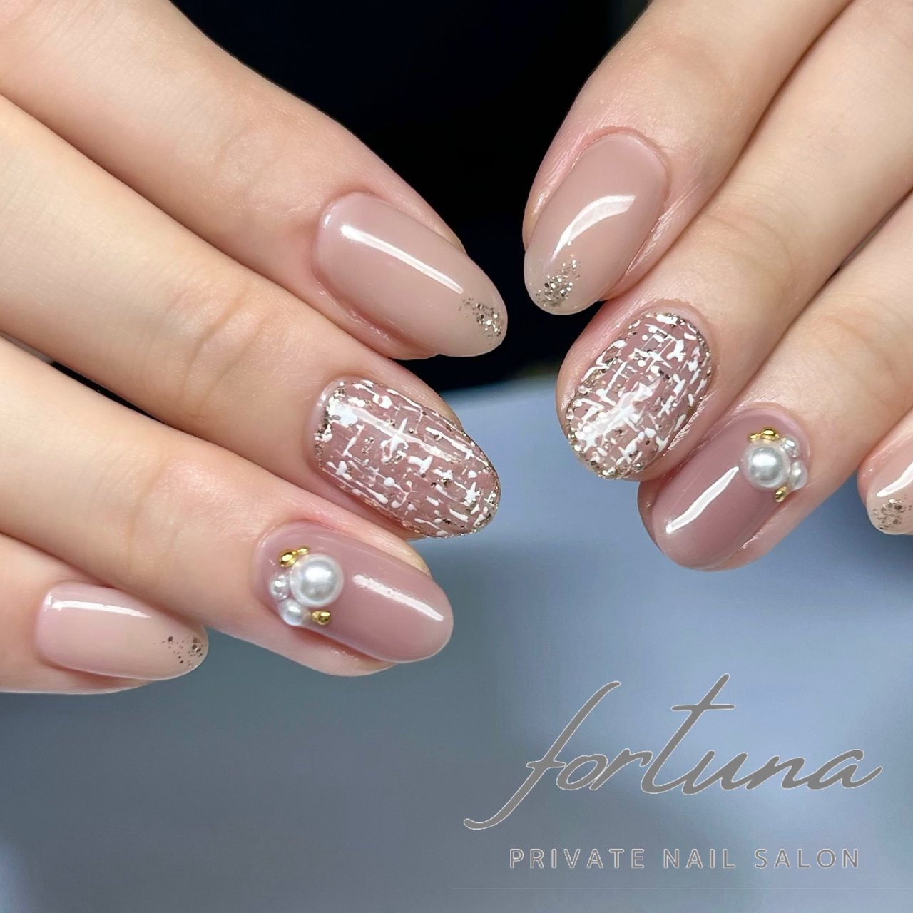 ツイード/マグネット - Fortuna【フォルトゥーナ】のネイルデザイン[No