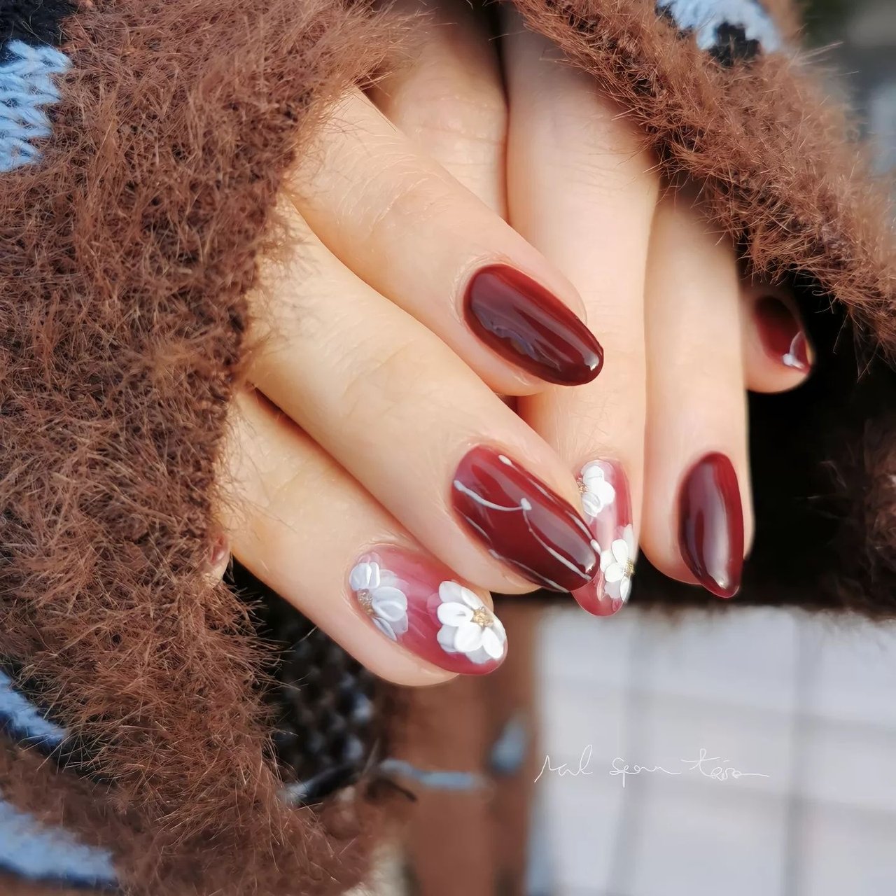 フラワー ボルドー Nailspaceaoiroのネイルデザイン No ネイルブック