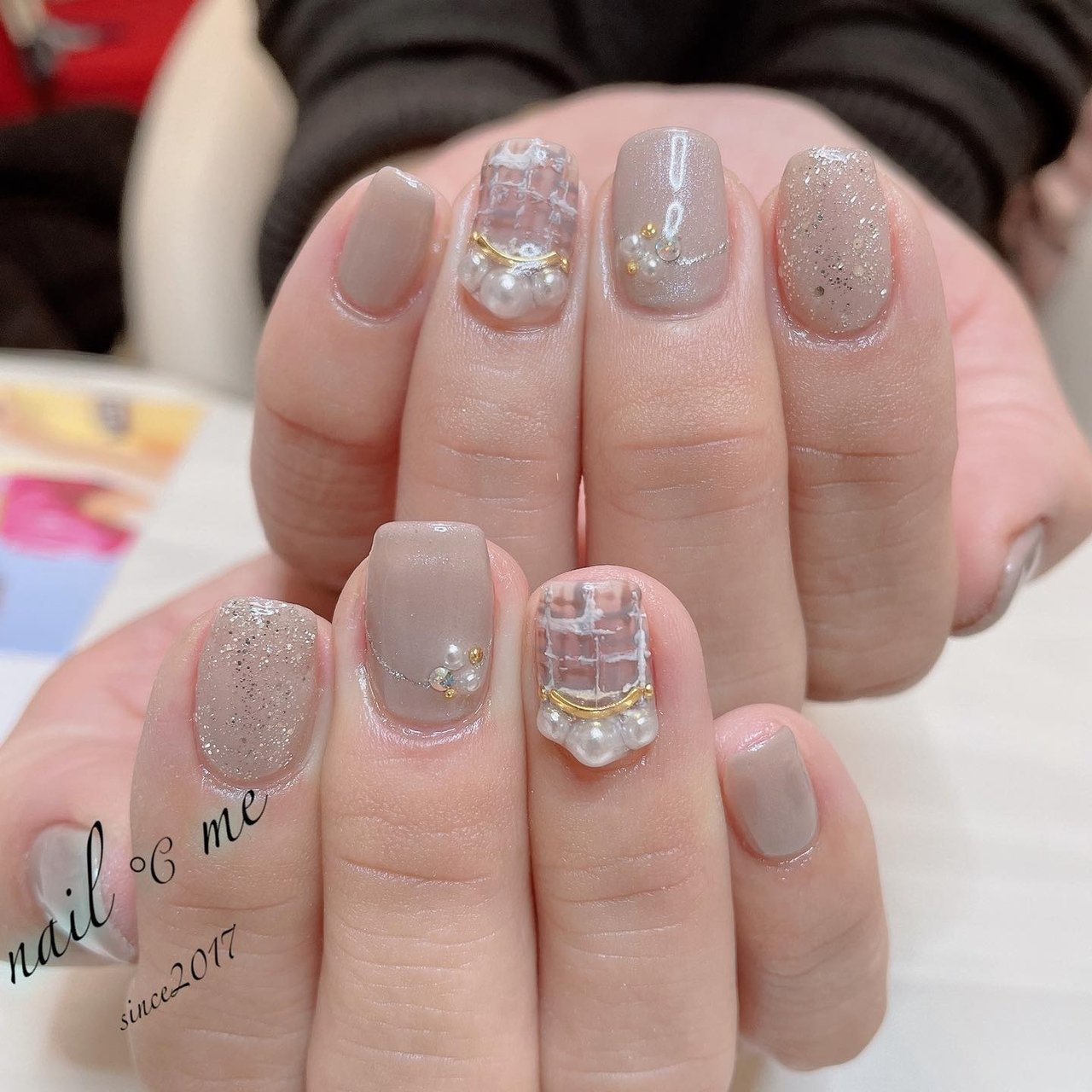 冬 パール ツイード Nail Me ネイルドミー のネイルデザイン No ネイルブック