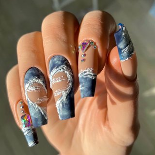 人気順｜ネイビー/デニムネイルのネイルデザイン｜ネイルブック