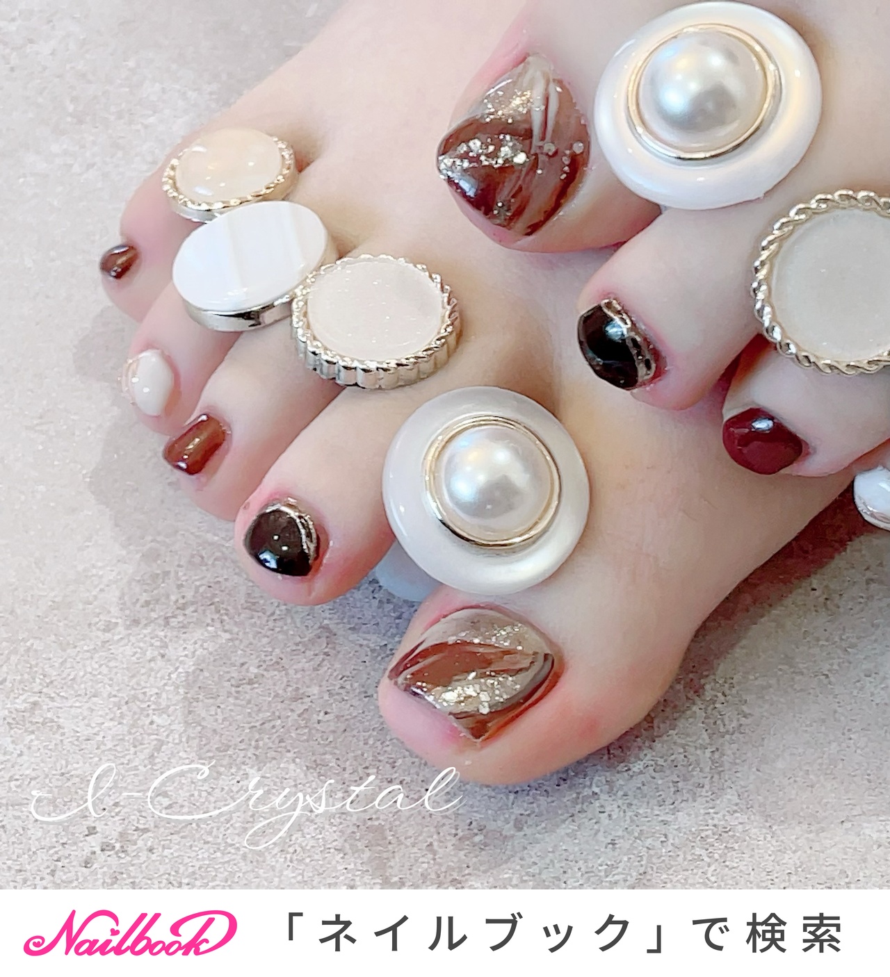 バレンタイン/フット/ニュアンス/ショート/スクエアオフ Nail Salon ICrystalのネイルデザイン[No.7774483