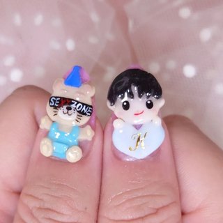 Sexy Zoneコンサート用ネイル💙 
初めてのドームコンサート用に3Dでお作りしました🥰
推しネイルで楽しんで来てください！

#ジェルネイル #スカルプ #ネイル #nail #新宿ネイルサロン #いろはねいる #sexyzone🌹 #sexyzoneネイル #セクゾネイル #コンサートネイル #推しネイル #中島健人 #ジャニオタさんと繋がりたい #ジャニオタネイル #キャラクターネイル #3dネイル #オールシーズン #ライブ #ハンド #3D #スカルプチュア #いろはねいる asaki #ネイルブック