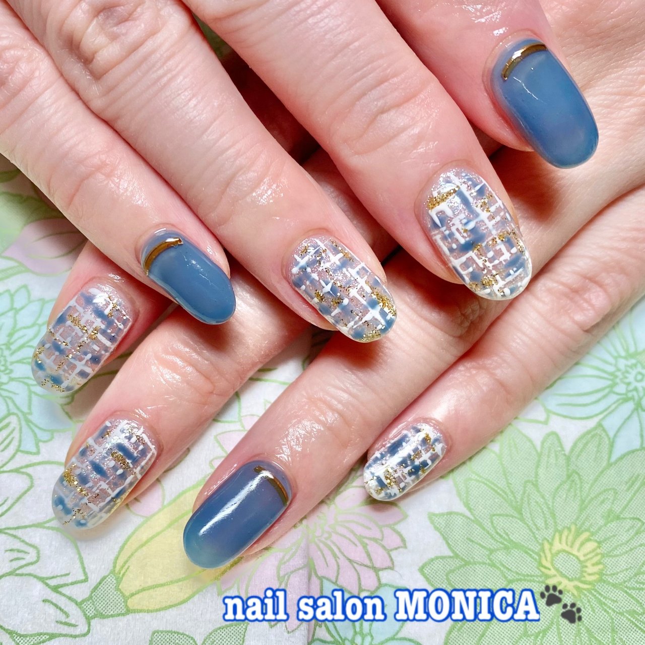 冬/クリスマス/ツイード/水色/ブルー - nail salon MONICA 🐾のネイル