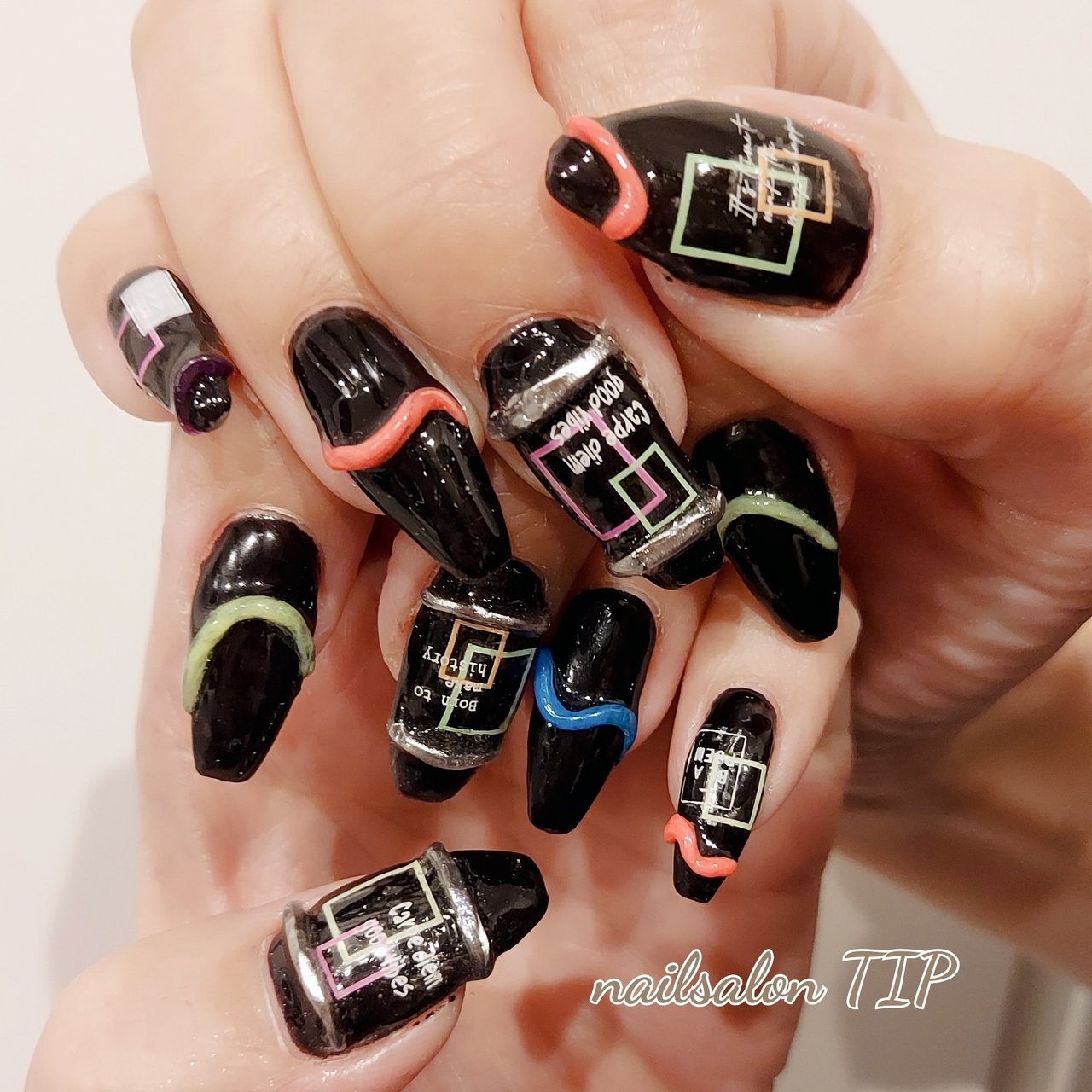 オールシーズン ハンド 個性派 ロング ブラック Nailsalontipのネイルデザイン No ネイルブック