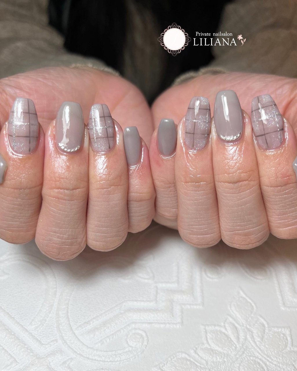 秋 冬 ハンド チェック ミディアム Private Nailsalon Lilianaのネイルデザイン No ネイルブック