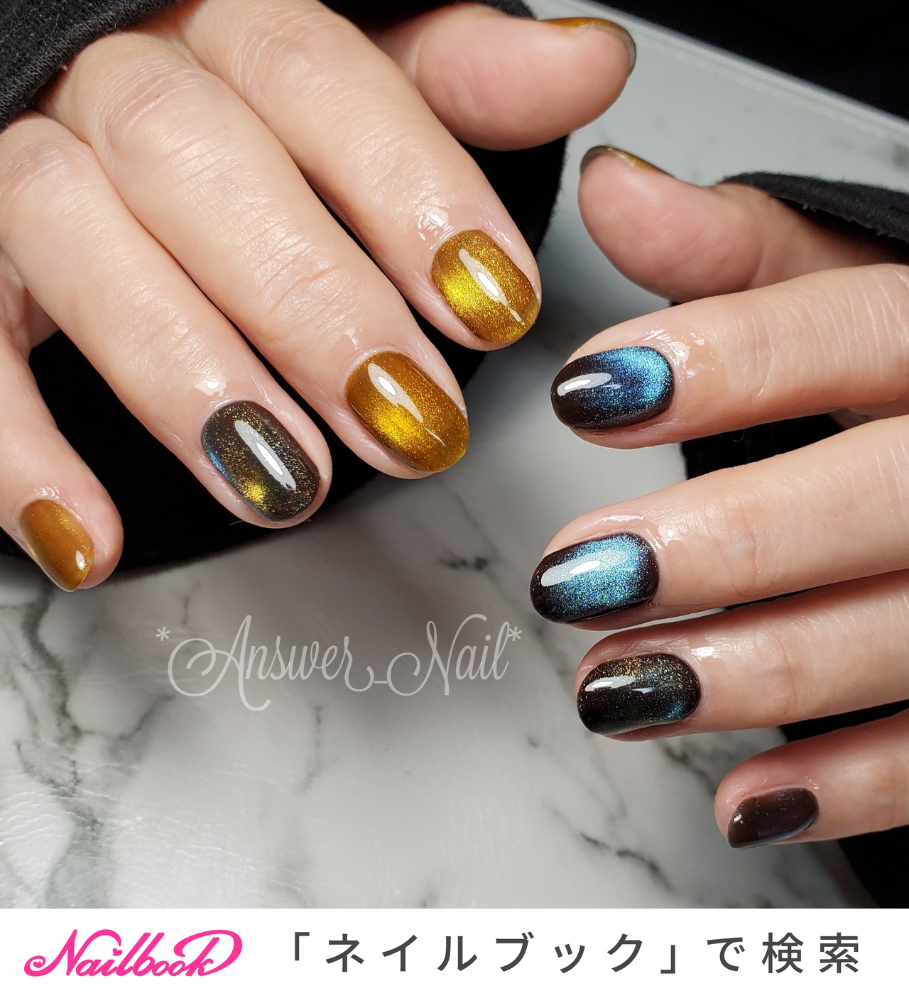 再制作中……】キラキラブルー系オーロラフィルムシェル埋め込み