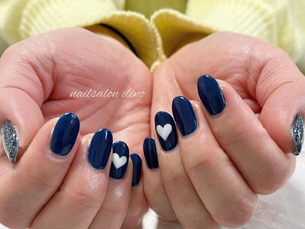 シンプル/ハート/ネイビー - 柳川万祐子／dino(ディーノ)のネイル