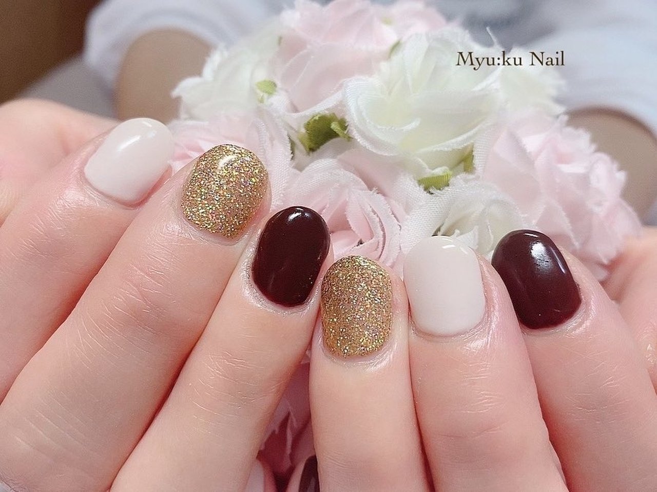 冬 ハンド シンプル ワンカラー ブラウン Myu Ku Nailのネイルデザイン No ネイルブック