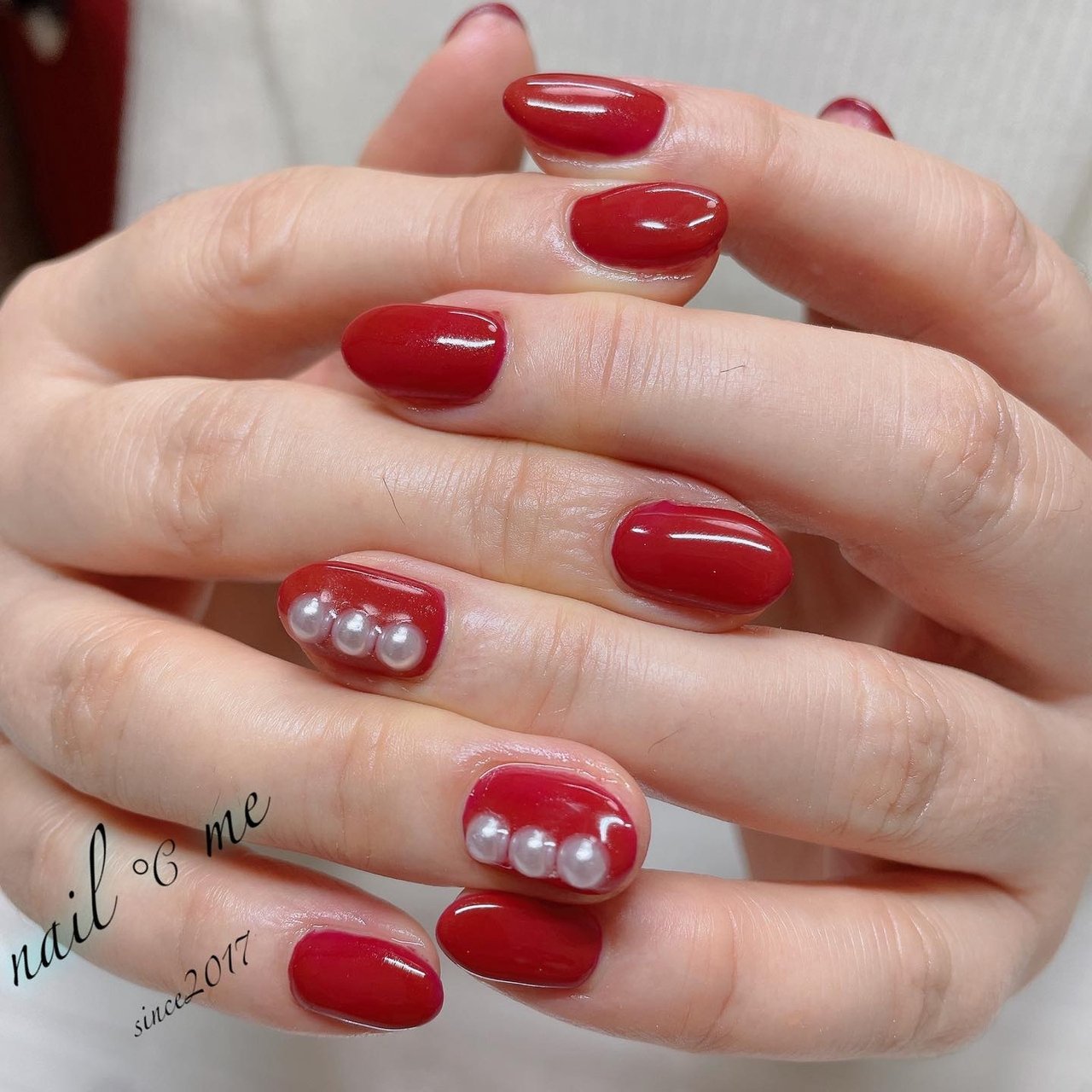 お正月 シンプル ワンカラー パール レッド Nail Me ネイルドミー のネイルデザイン No ネイルブック