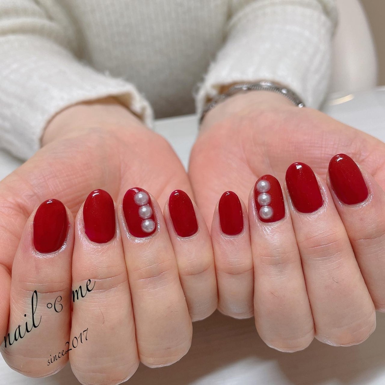 お正月 シンプル ワンカラー パール レッド Nail Me ネイルドミー のネイルデザイン No ネイルブック