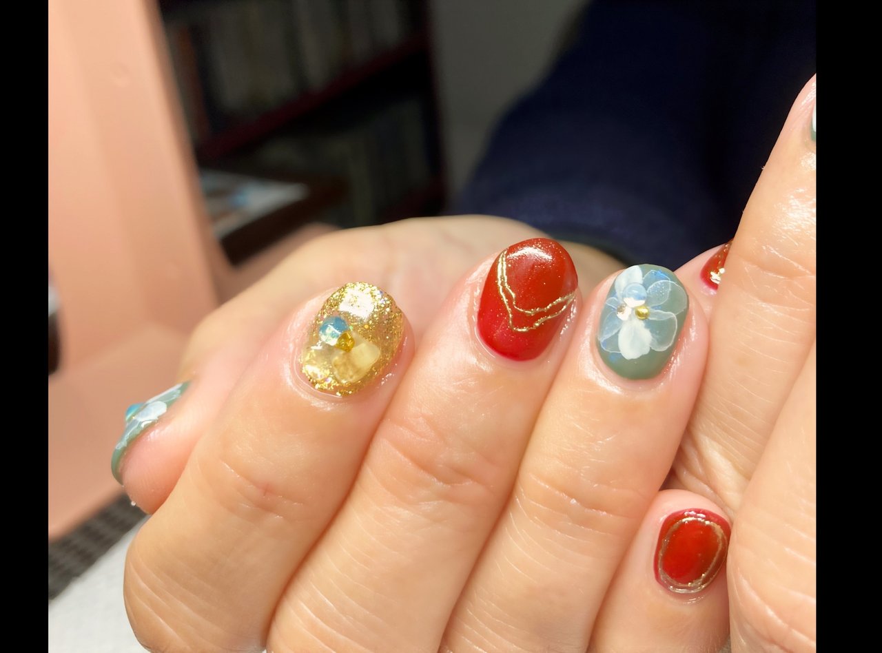 冬 クリスマス デート ハンド フラワー Nail Tinta14のネイルデザイン No ネイルブック