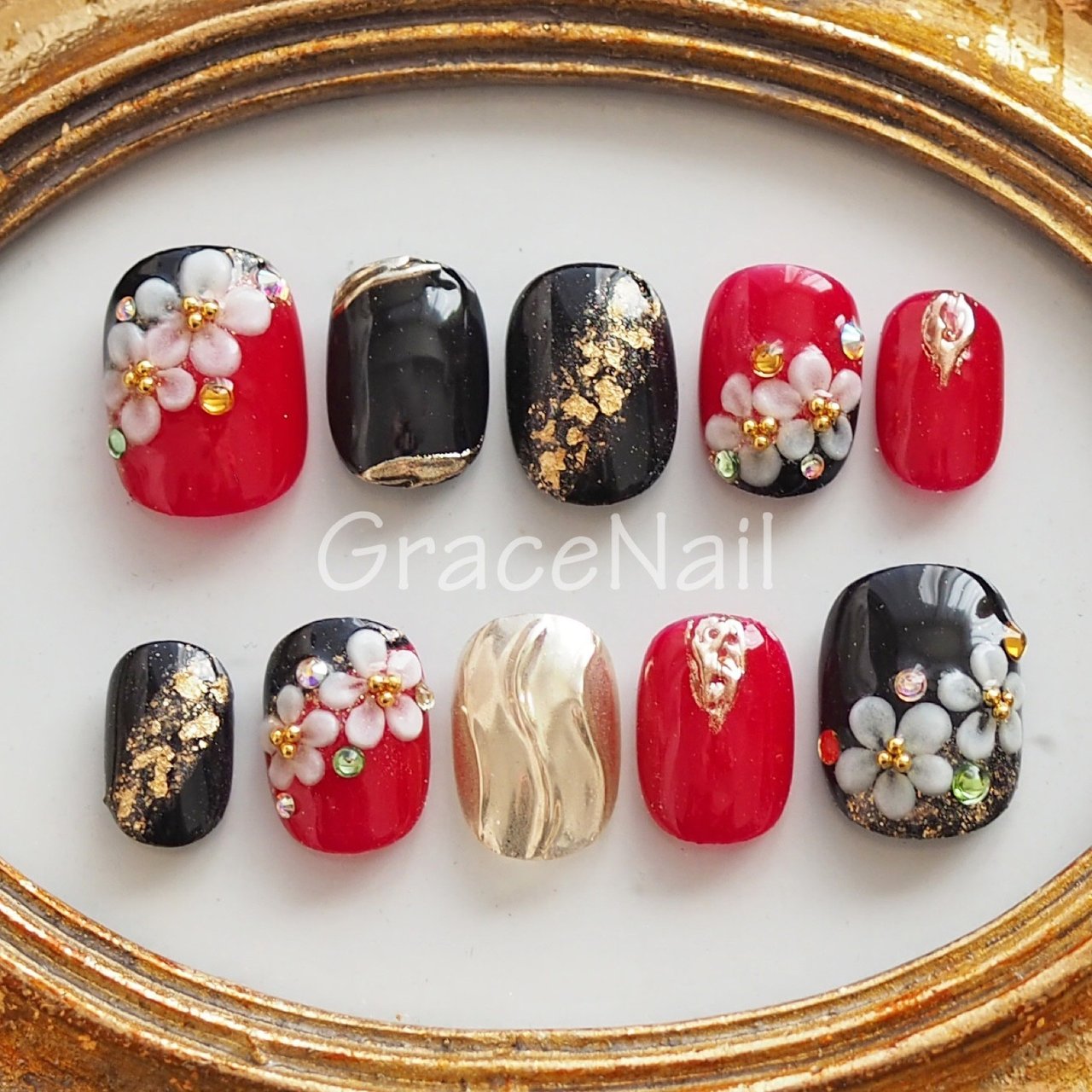 ネイルチップ 成人式 赤 ネイルチップ 振袖ネイル 着物 成人式赤 和風