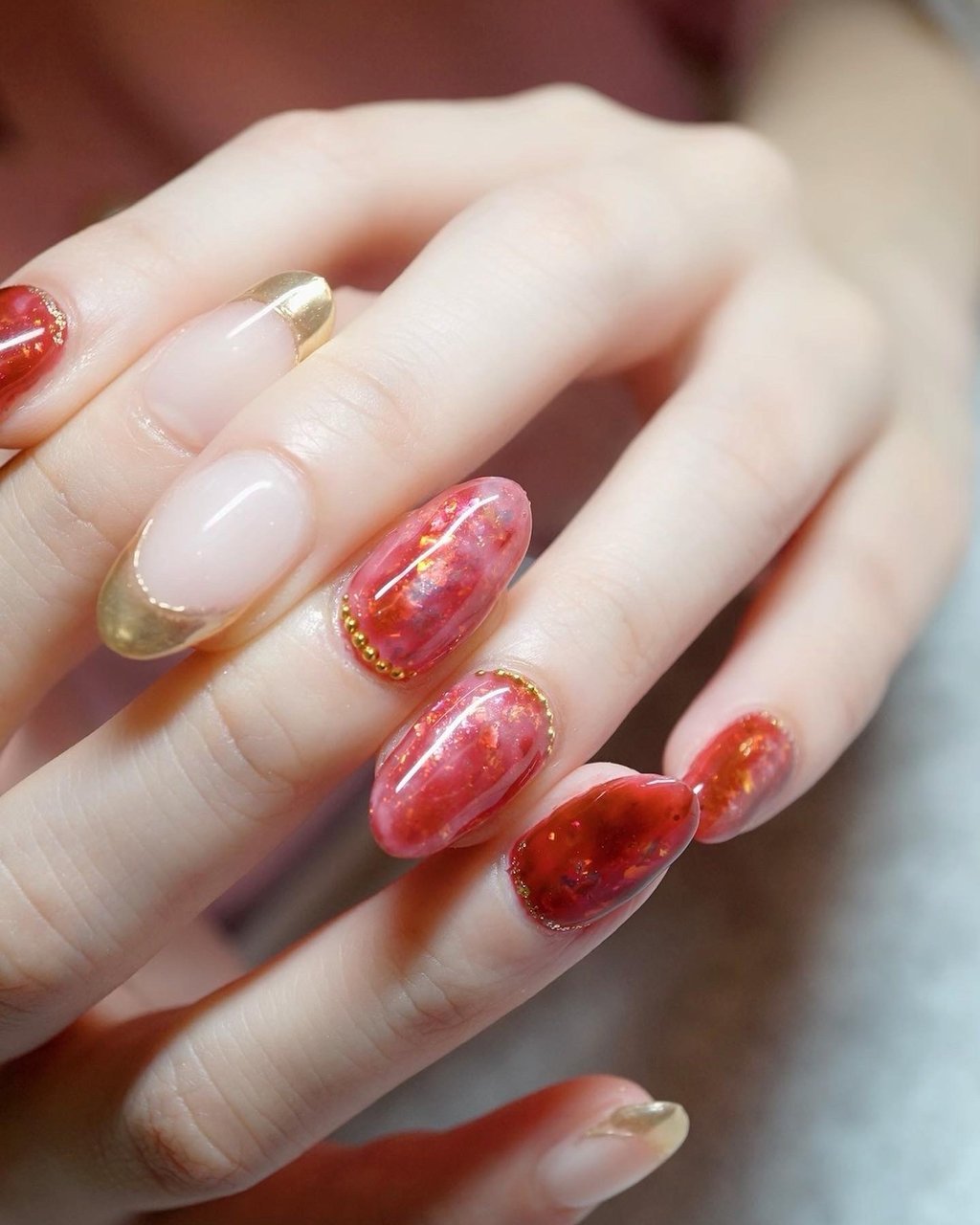 冬 ハンド フレンチ ミラー ミディアム Nailsalon Maring マリング のネイルデザイン No ネイルブック