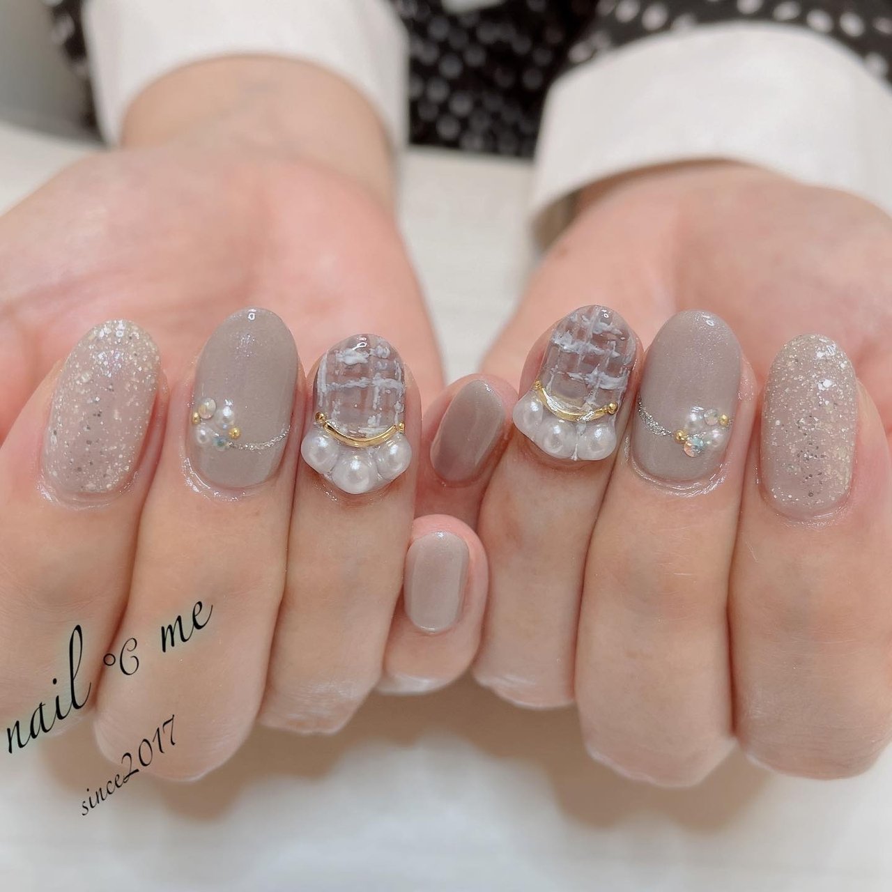 パール ツイード グレージュ Nail Me ネイルドミー のネイルデザイン No ネイルブック