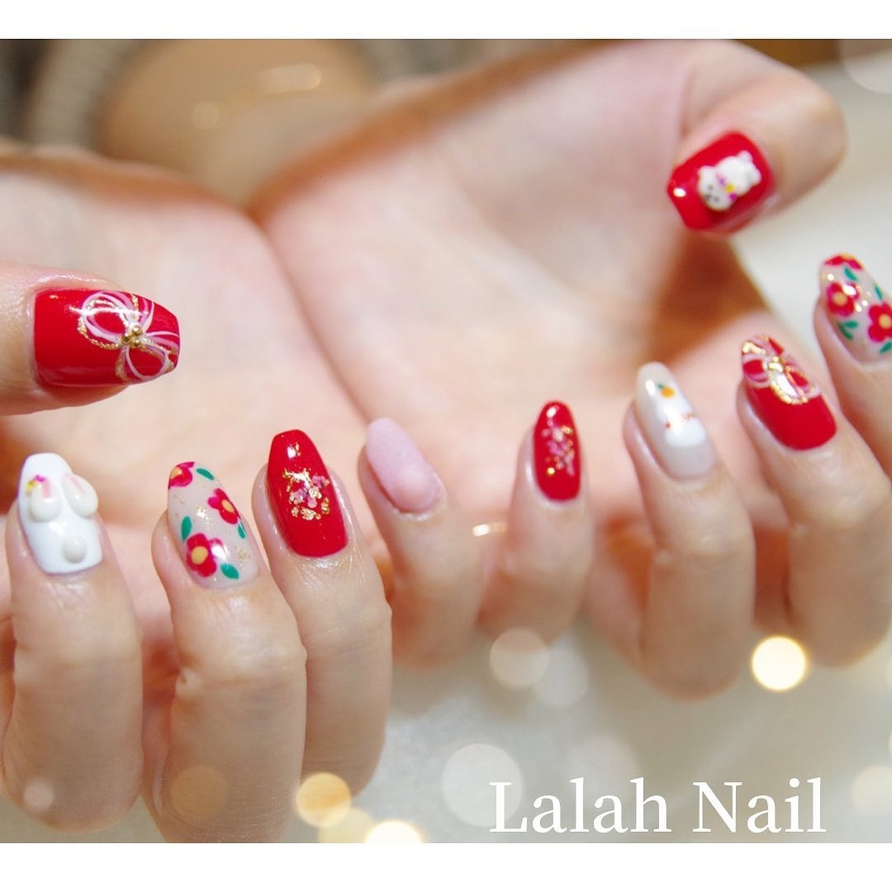 お正月/ホワイト/レッド/ゴールド - Lalah Nail / junko¨̮の お正月/ホワイト/レッド/ゴールド - Lalah Nail / junko¨̮の