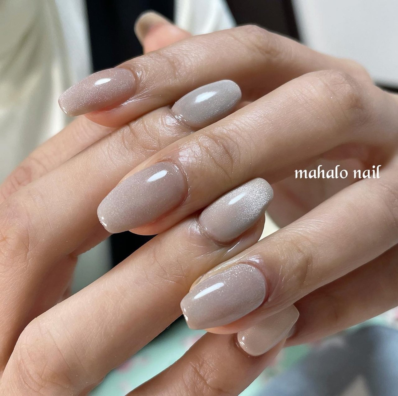 シンプル/マグネット/グレージュ/ジェルネイル - mahalo_nailのネイル  