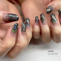 2025年】新着順｜スクエア/#ブラックラメのネイルデザイン