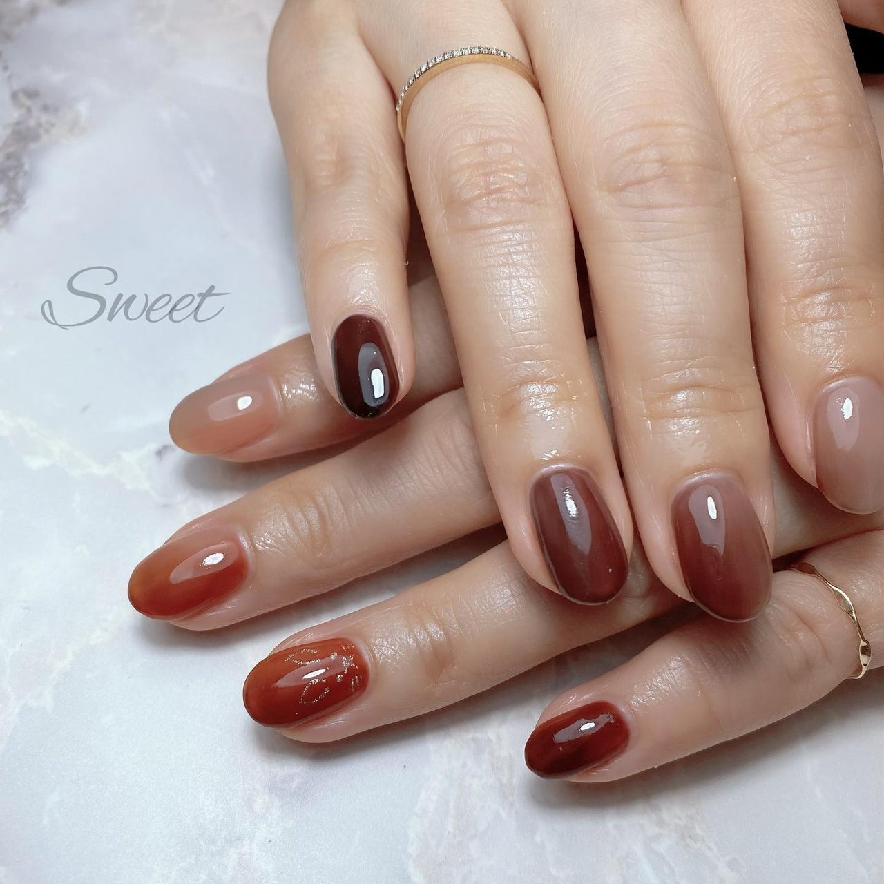 オフィス シンプル ニュアンス ブラウン Nailsalon Sweet Yokoのネイルデザイン No ネイルブック