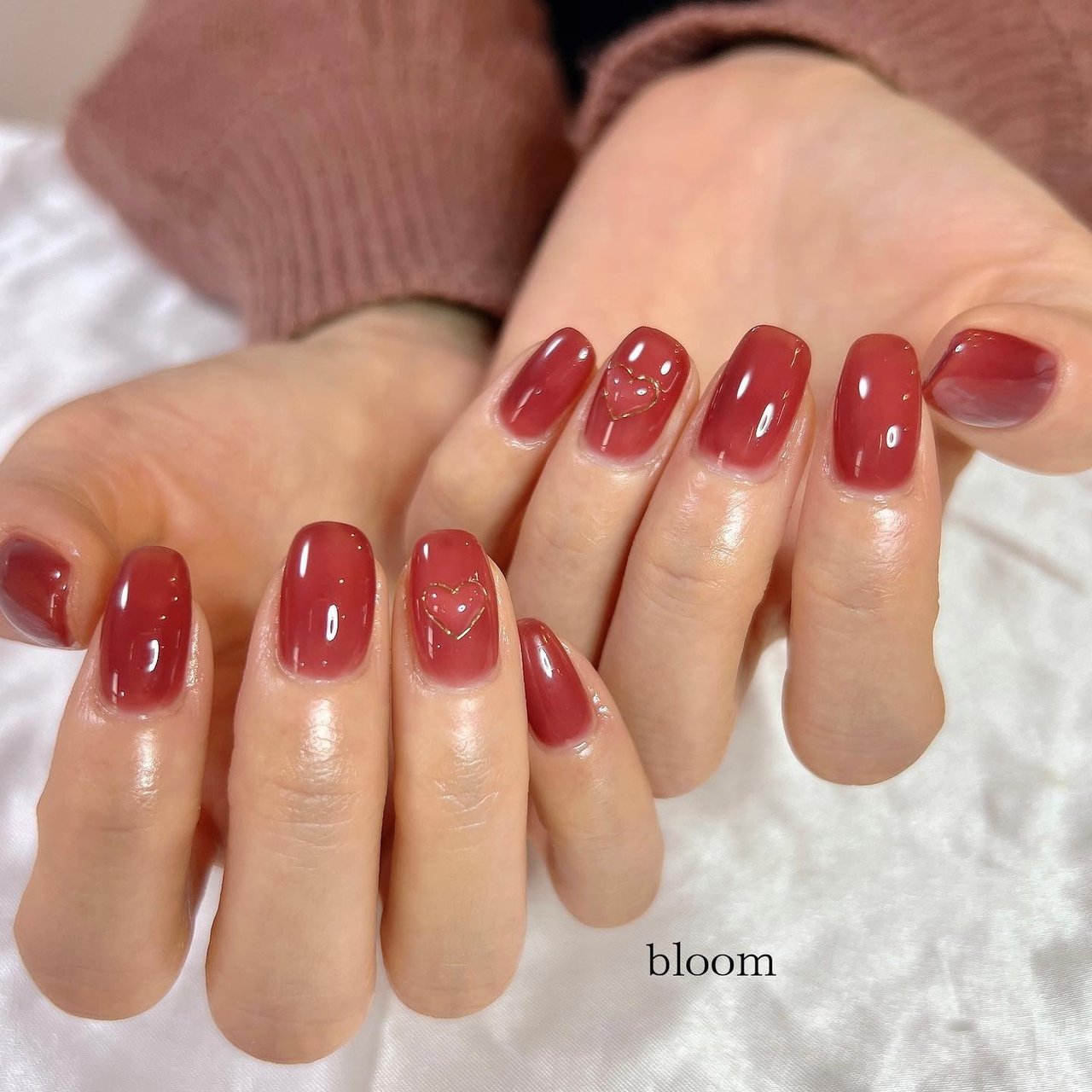 シンプル/ハート/ぷっくり/レッド - 川中綾子のネイルデザイン[No