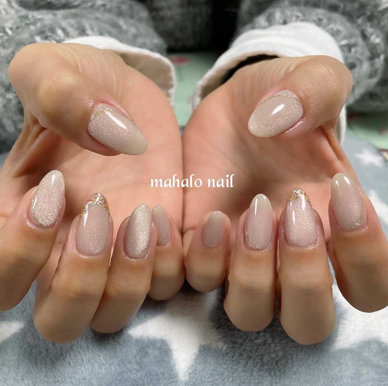 シンプル/マグネット/ベージュ/グレージュ/ジェルネイル - mahalo_nail 